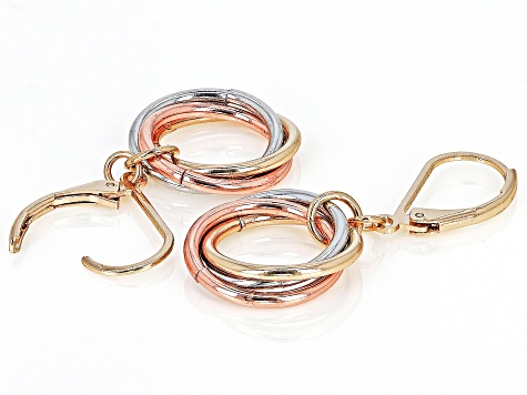 Tri-Tone Infinity Dangle Earrings