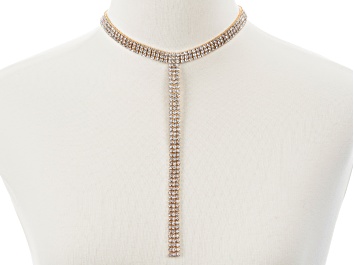Picture of White Crystal Gold Tone Y Statement Necklace