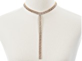 White Crystal Gold Tone Y Statement Necklace