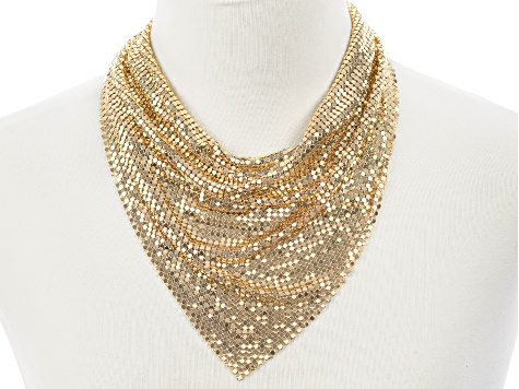 Whiting & Davis gold mesh bandana necklace