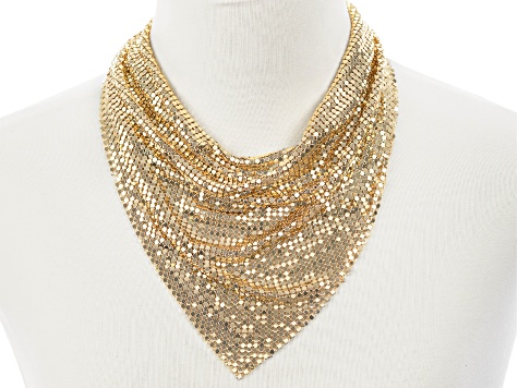 Gold Tone Mesh Bandana Necklace