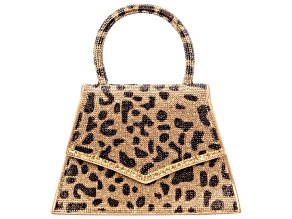 Multi-Color Crystal Gold Tone Leopard Clutch