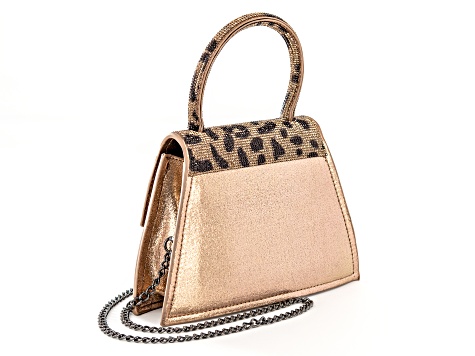 Multi-Color Crystal Gold Tone Animal Print Clutch - OPC1405