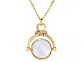 White Mother-of-Pearl Simulant & Crystal Gold Tone Spinner Necklace