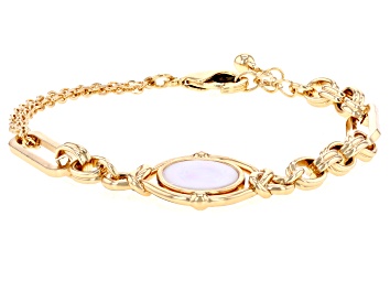 Picture of White Mother-of-Pearl Simulant Gold Tone Bracelet
