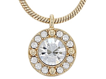 Picture of White Crystal Gold Tone Solitaire Necklace