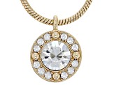 White Crystal Gold Tone Solitaire Necklace