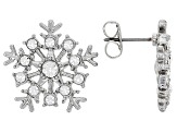 White Crystal Silver Tone Snowflake Earrings