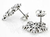 White Crystal Silver Tone Snowflake Earrings