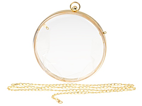 Gold Tone Clear Crystal Clutch