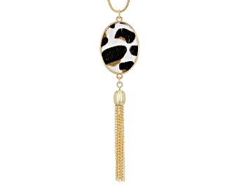 Picture of Gold Tone Animal Print Tassel Necklace