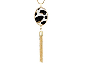 Gold Tone Animal Print Tassel Necklace
