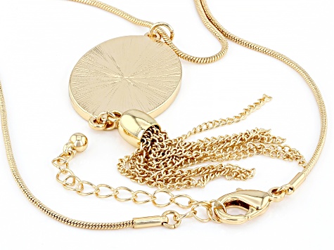 Gold Tone Animal Print Tassel Necklace