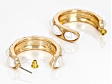 Pearl Simulant Gold Tone Hoop Earrings