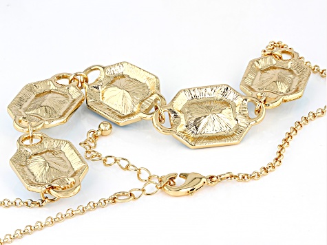 White Crystal & Blue Enamel Gold Tone Art Deco Necklace
