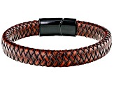 Black Tone & Imitation Leather Set of 3 Men's Bracelets