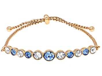 Picture of Blue & White Crystal Gold Tone Bolo Bracelet