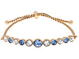 Blue & White Crystal Gold Tone Bolo Bracelet