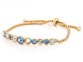 Blue & White Crystal Gold Tone Bolo Bracelet