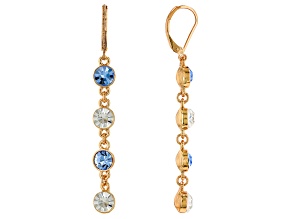 Blue & White Crystal Gold Tone Dangle Earrings