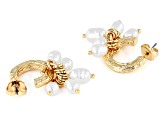 Baroque Pearl Simulant Gold Tone Dangle Earrings