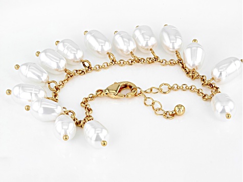 Baroque Pearl Simulant Gold Tone Bracelet