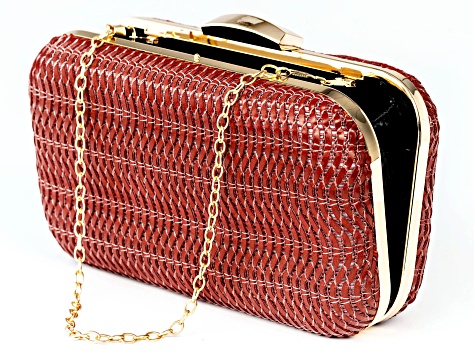 Gold Tone Red Statement Clutch