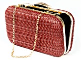 Gold Tone Red Statement Clutch