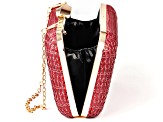 Gold Tone Red Statement Clutch