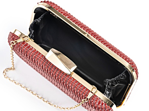 Gold Tone Red Statement Clutch