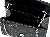 Silver Tone Black Glitter Clutch