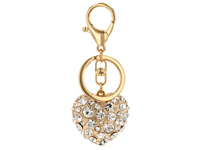 Rhinestone Heart Shape Gold Tone Key Chain