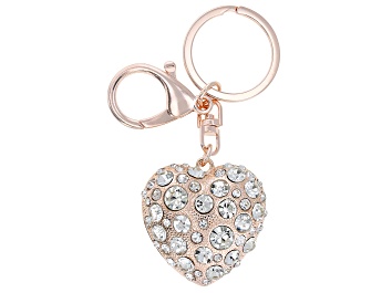 Picture of Rhinestone Heart Shape Rose Tone Key Chain