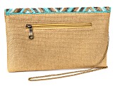 Bugle Bead Jute Fabric Aztec Clutch