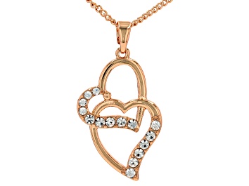 Picture of White Crystal Gold Tone Heart Pendant With Chain
