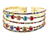 Gold Tone Multi-Color Rhinestone Cuff Bracelet