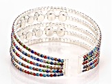 Silver Tone Multi-Color Rhinestone Cuff Bracelet