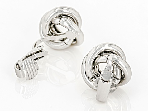Silver Tone Knot Clip-On Earrings