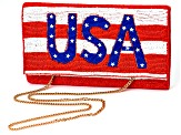 Americana Gold Tone Beaded Clutch