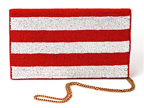 Americana Gold Tone Beaded Clutch