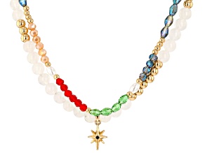 Off Park® Collection Multi-Color Bead & Pearl Simulant Gold Tone Double Strand Necklace