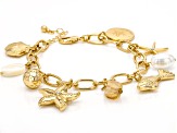 Off Park® Collection Cultured Freshwater Pearl, Acrylic Bead & Crystal Gold Tone Charm Bracelet