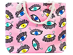 Multi-Color Evil Eye Pink & Beige Tote Bag