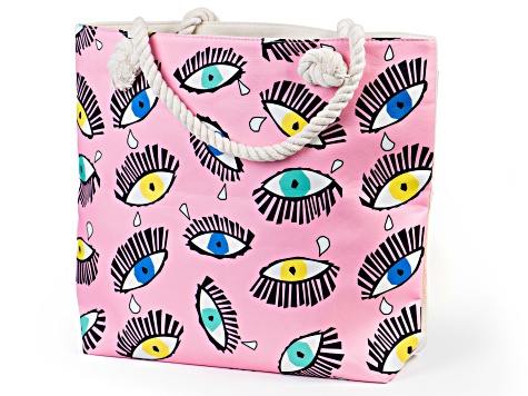 Multi-Color Evil Eye Pink & Beige Tote Bag