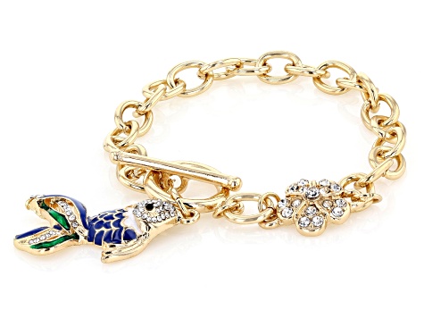 Crystal & Resin Koi Fish Gold Tone Bracelet