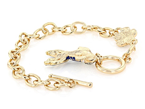 Crystal & Resin Koi Fish Gold Tone Bracelet