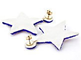 Red, White & Blue Glass Bead and Acrylic Stone Gold Tone Star Earrings