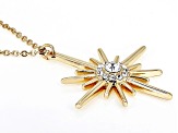 Round White Crystal Gold tone Star Necklace