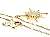 Round White Crystal Gold tone Star Necklace