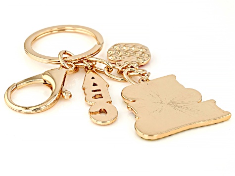 Multi-Color Crystal Gold Tone Teacher Motif Key Chain